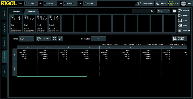 DG70000-SEQ - опция создания сценариев последовательностей сигналов и управления ими