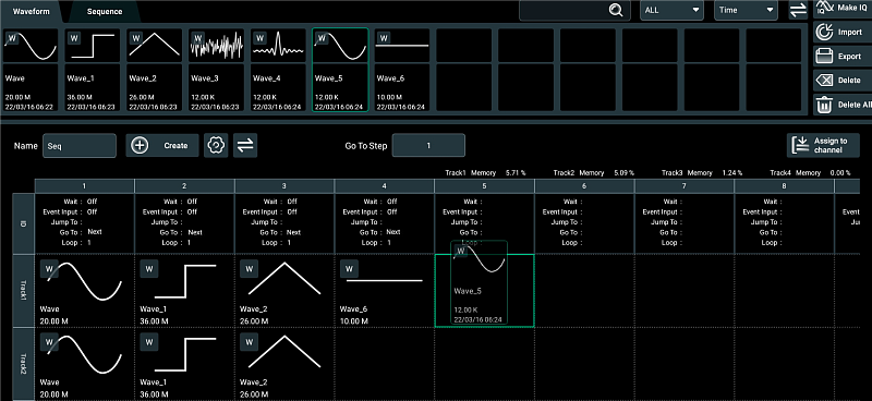 DG70000-SEQ - опция создания сценариев последовательностей сигналов и управления ими